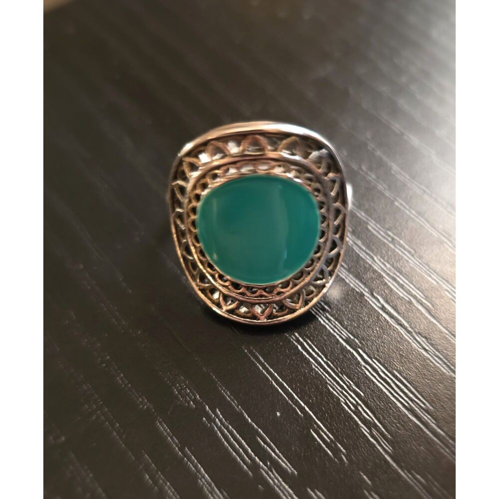 Boho Turquoise Gemstone Geometric Alloy Metal Ring